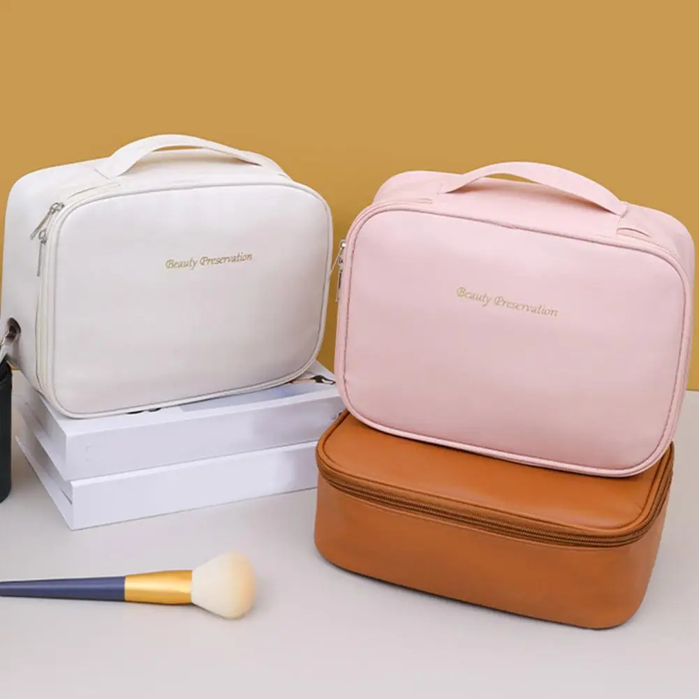 حقيبة مستحضرات تجميل كبيرة 3 في 1 مع حقيبة فرش مكياج، حقيبة أدوات الزينة للسفر، حقيبة مكياج مقاومة للماء، منظمات العناية بالبشرة للنساء #2