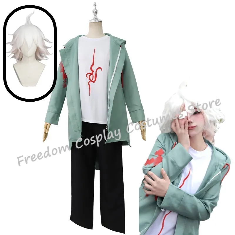 

Anime Game Danganronpa 2 Nagito Komaeda Cosplay Costumes Casual Jacket Hoodie Wig Halloween Carnival Party Suit