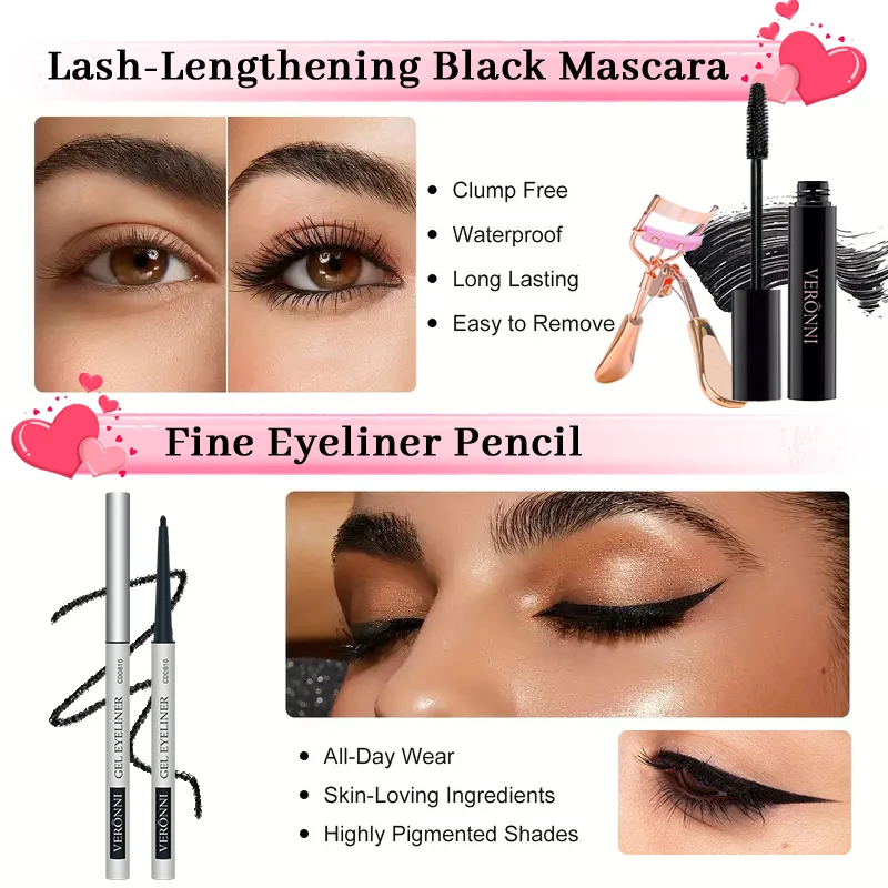 Kit de maquillaje todo en uno, juego de kit de maquillaje para ojos, caja de regalo de maquillaje que incluye pestañas, delineador de ojos, sombra de ojos, brocha de maquillaje para festivales festivos