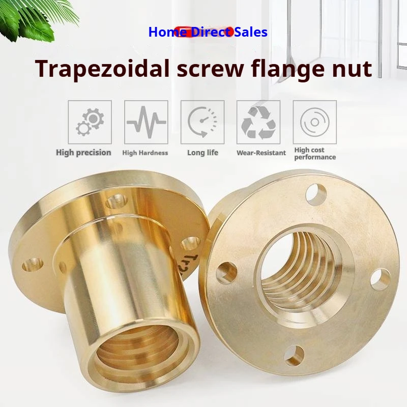 T8 T10 T12 T14 T20 T22 T25 Round Flange Trapezoidal Full-Copper Round Flange Nut - Trapezoidal Lead Screw Accessory for 3D Parts