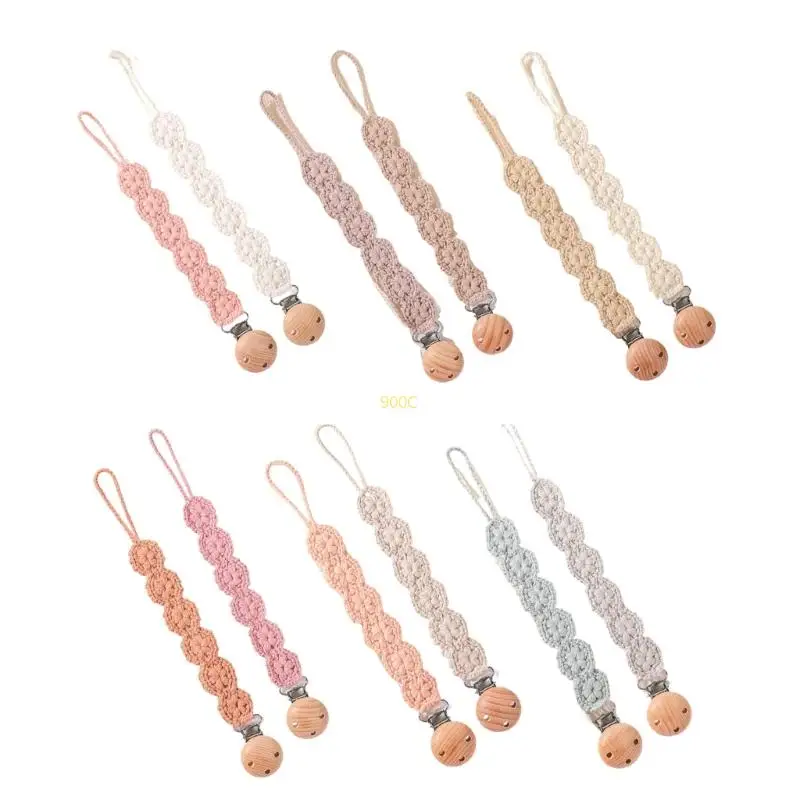 

2PcsPacifier Clip Chain Hand-knitting Toddler Feeding Bottle Strap Belt for Baby