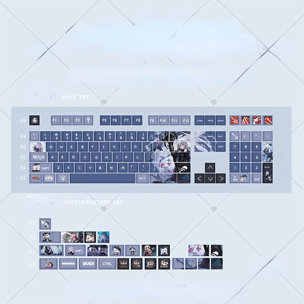 129 Keys/Set Arknights Skadi PBT Keycaps for Cherry MX Switch for Mechanical Keyboard Cute Girl Anime Game Gift Custom DIY