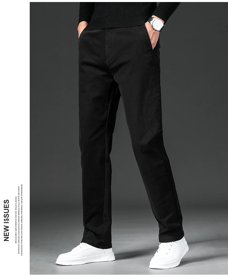 New in Spring Casual Pants Men Straight Fit Cotton Stretch Chino Trouser Male Formal Work Business Dress Khaki Fashion Regular