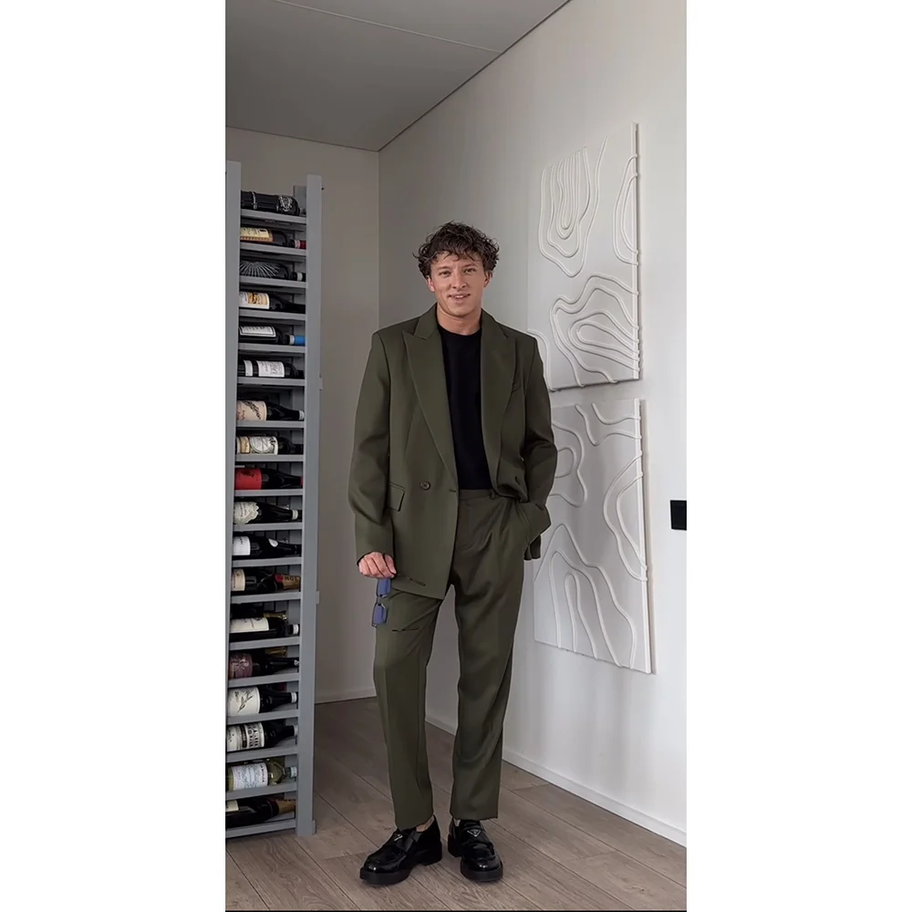 

2025 New Men's Solid Color 2 Pieces Suit Jacket Pants High Quality Business Casual Wedding Formal Slim Fit Summer Blazer Set