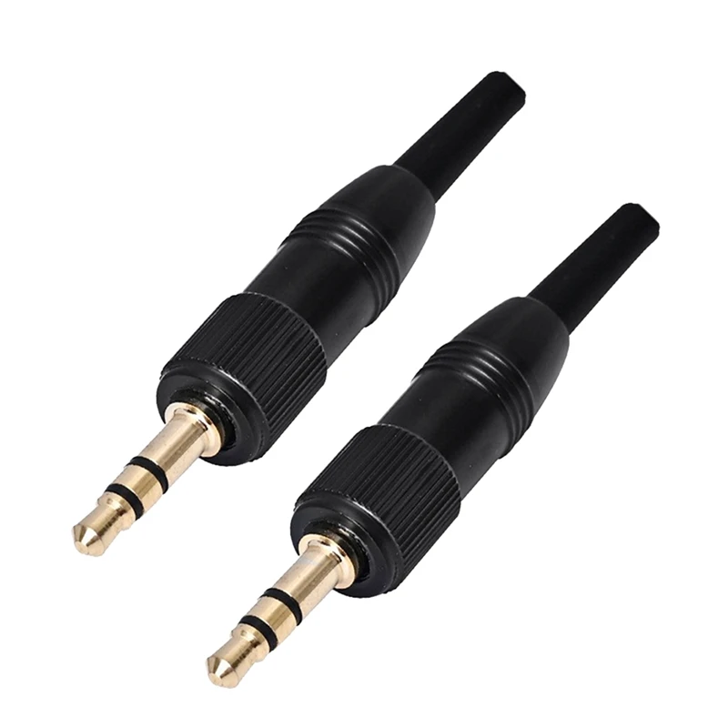 2 Piece 3.5 Mm 1/8Inch Stereo Screw Audio Lock Connector Black Metal+Plastic For Sennheiser Microphone Spare Plug