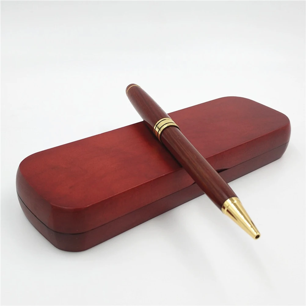 

Vintage Red Ball Pens Sandalwood Wooden Gift Ball Point Pen Box Set For Office Use Kids Friends Gift