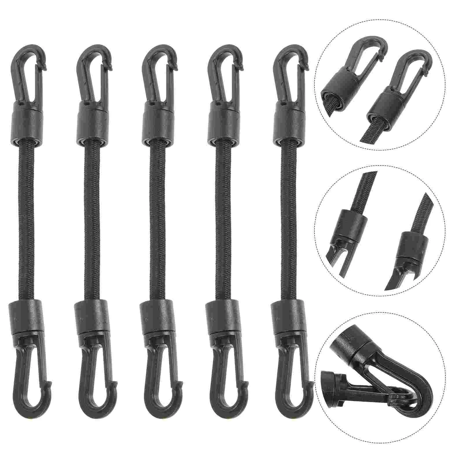 5 Pcs Elastic String Hook Tie down Strap Rope Kayak Portable Multi-function Buckle Outdoor Supply Small Cord with Car Tent
