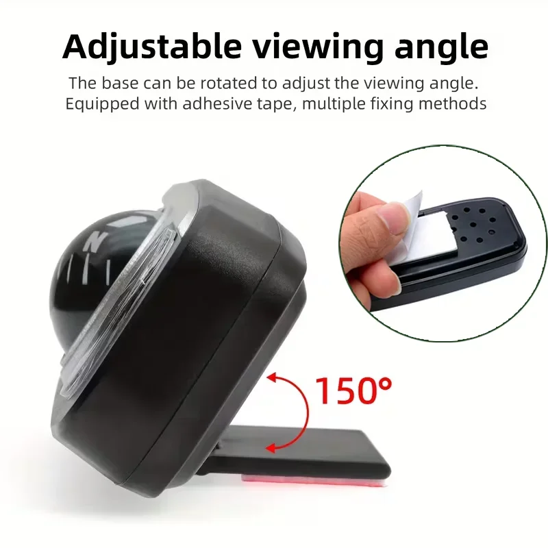 بوصلة TRALOW 3 في 1، تصميم زينة لوحة قيادة السيارة ومقياس الحرارة والرطوبة، سهلة القراءة، ملحقات داخلية خفيفة الوزن للسيارة