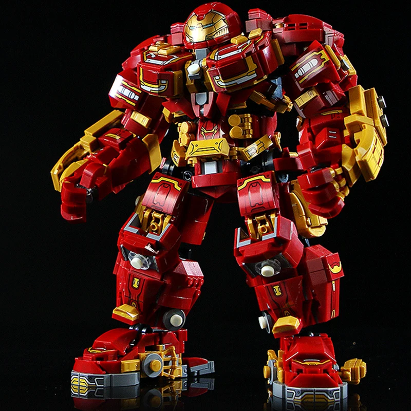 ألعاب الأبطال الخارقين من فيلم مارفل لبنات البناء المنتقمون الرجل الحديدي فيوغري نموذج الطوب هالكبوستر ميتشا روبوت هدايا للأولاد والأطفال