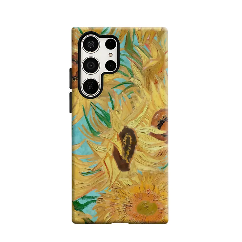 CaseLumi Phone Case For Samsung Galaxy S25 S24 S23 Ultra Plus HD Hard Sunflowers Double Layer Cover Film Shell