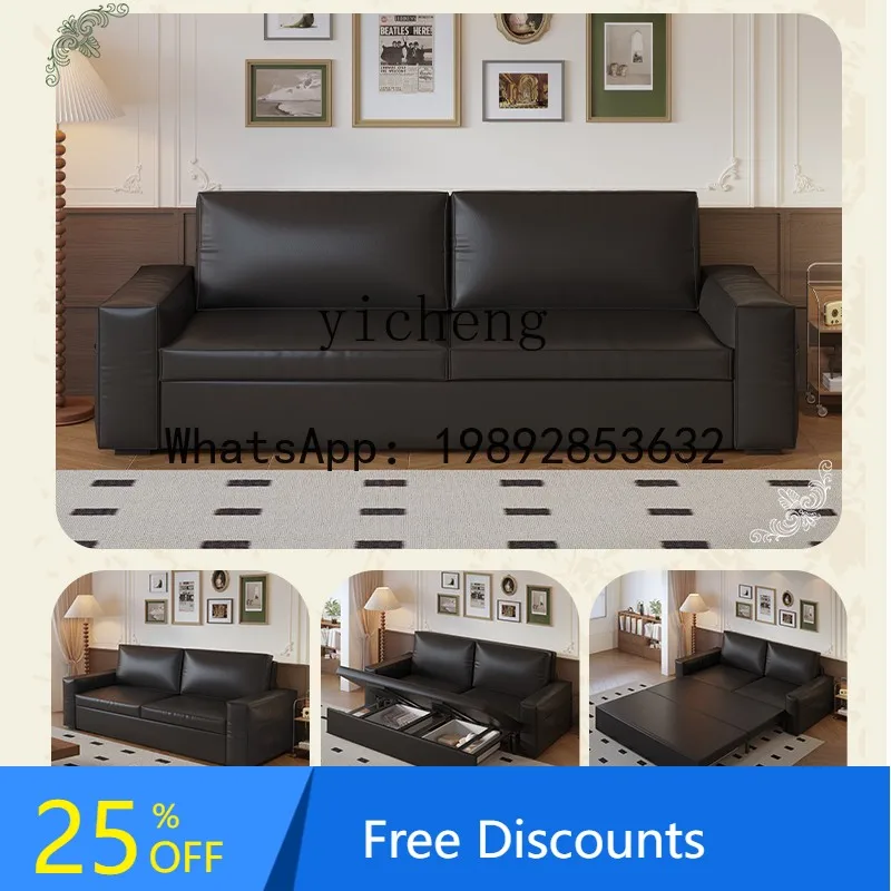 

sofa bed living room small apartment double folding dual-purpose straight row office sofa