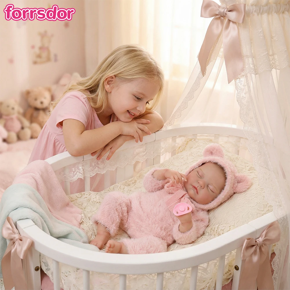 

18-дюймовая персиковая мягкая кукла Reborn для сна с волосами ручной работы и 3D-кожей с видимыми венами, игрушка для новорожденных Bebe, рождественский подарок