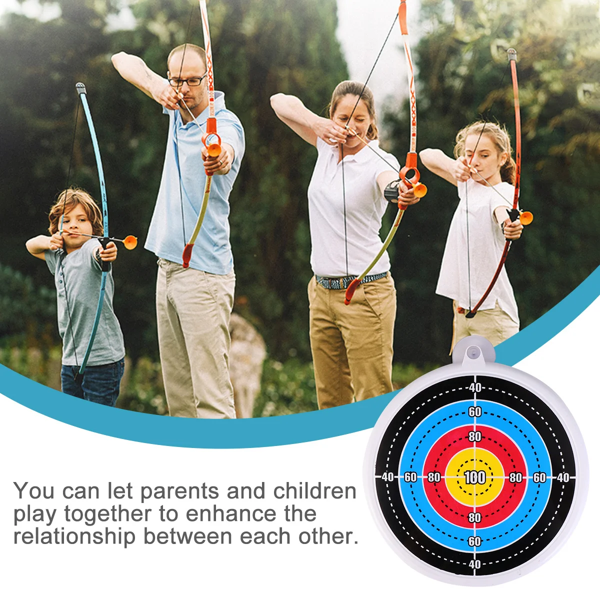 Kids Archery Set with Suction Cup Target for Children Practice Home Entertainment ABS Bow and Arrow Game Parent Child Activity