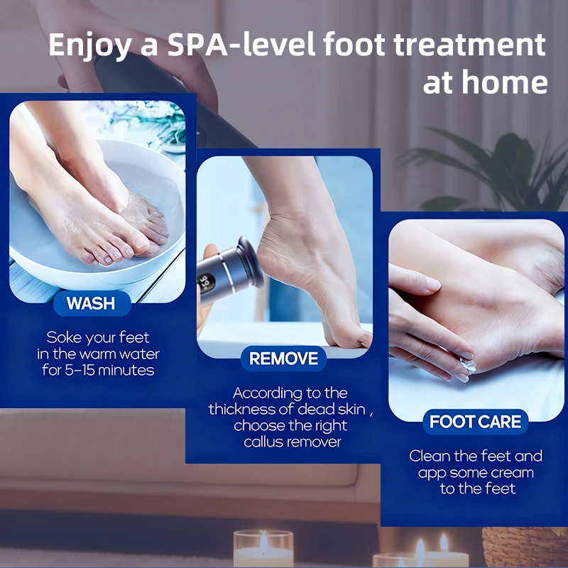 Blue electric foot Grinder wtih 30PCS Replacement Pads 2 Adjustable Speeds, Electric Callus Remover Pedicure File, With Gift Box