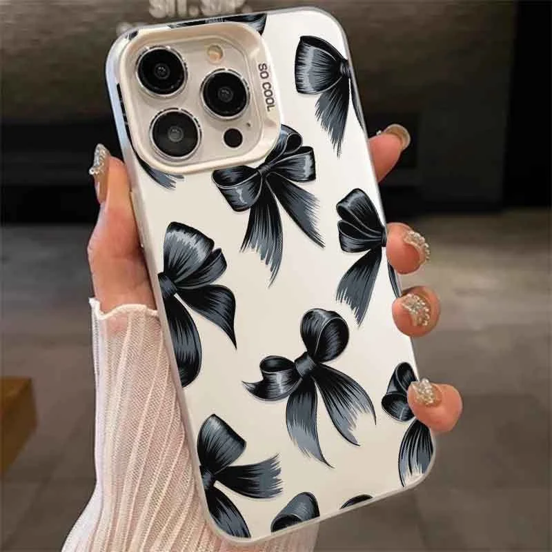 

bowknots cute phone case for iphone 17 pro max 16 15 plus 14 13 11 camera protection shockproof silicone cover for iphone 12 pro