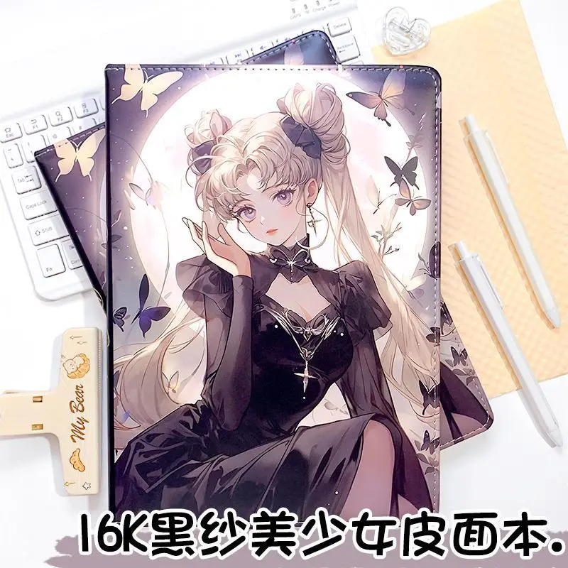 Sailor Moon 16K Notebook Nuovo PU Pelle Pagina a colori Notebook Studente Cartoon Animazione Modello Tsukino Usagi Libro dei conti a mano