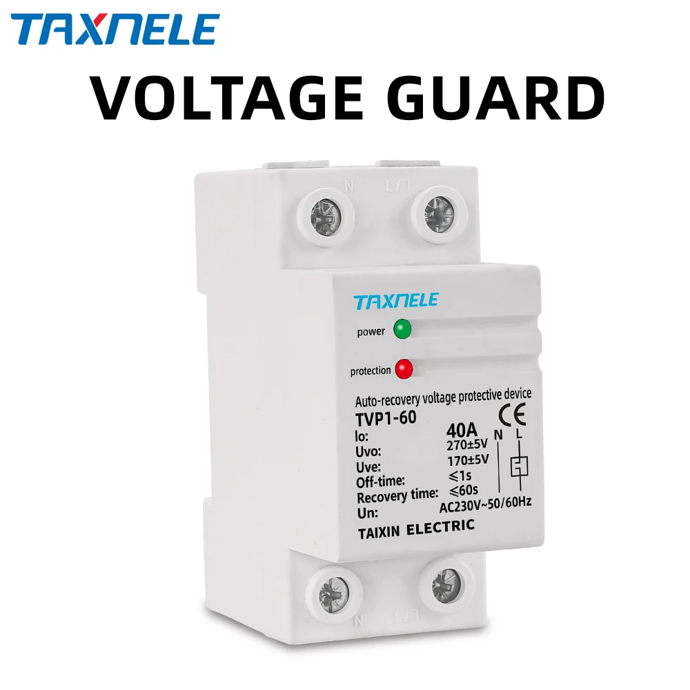 40A 63A 230V DIN Rail Automatic Recovery Reconnect Over Voltage and Under Voltage Protective Device Protection Relay