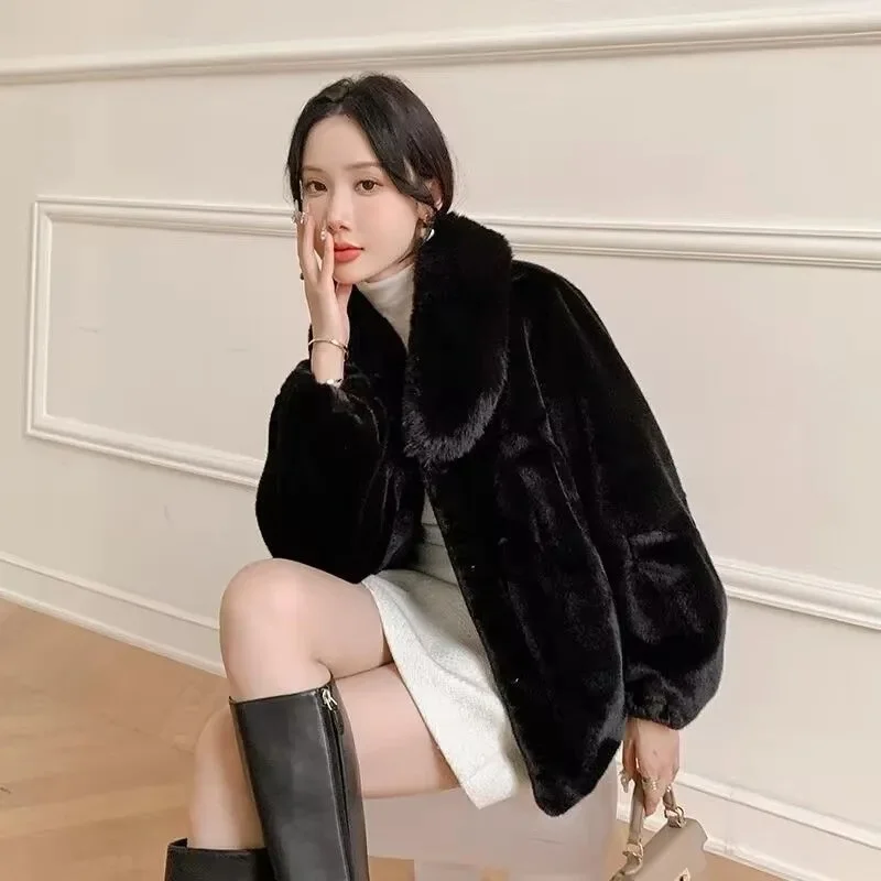 Fur Mink Coat Women 2025 Autumn Winter New Outerwear Girl Thicken Oudiaorong Fur Jacket Short High Quality Fashion Tops Ladies