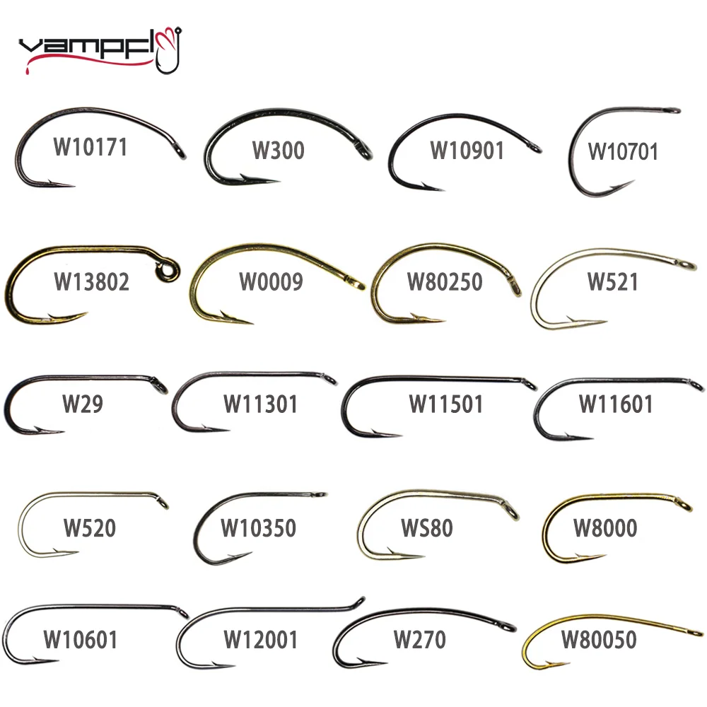 Vampfly 50pcs Barbed Fishing Fly Hook Nymphs Pupa Egg Fly Dry Fly Wet Fly Jig Nymph Hook Caddis Streamer Fly Tiing Hook