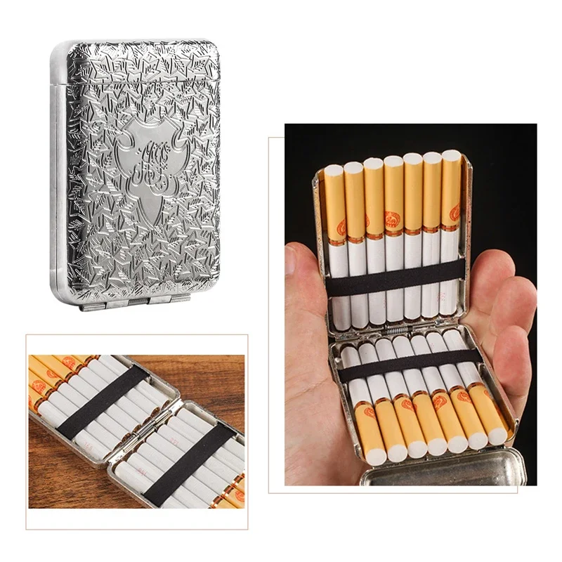 

New Luxury Cigarette Holder Vintage Engraved Case Pocket Metal Travel Cigarette Box Gift for Men Smoking Accessories