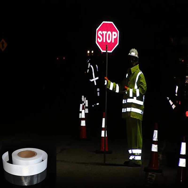 Cinta reflectante de Material blanco para coche, de alta viscosidad pegatina de advertencia de seguridad, impermeable, para motocicleta y camión, 5CM x 50M