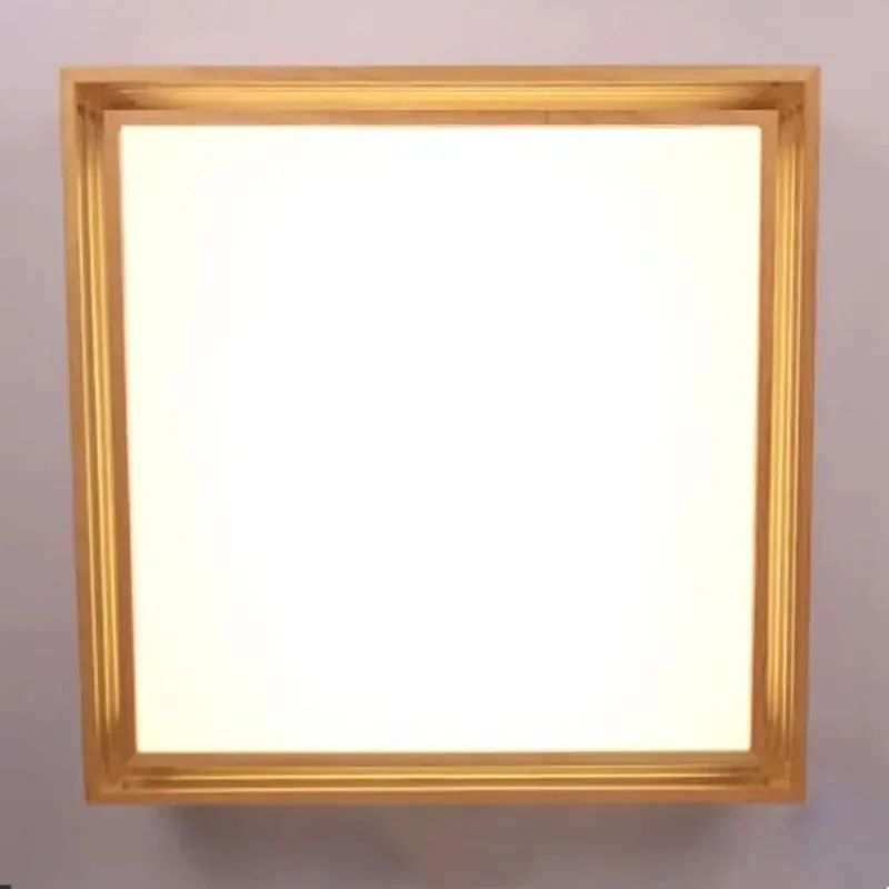 

Japanese style bedroom living room ceiling light wood led new Chinese modern minimalist square Art ceiling lamp