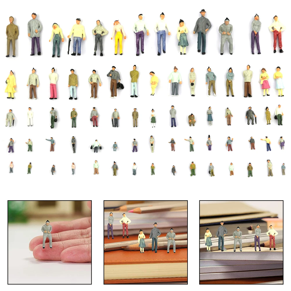 100PCS 1:75/1:87/1:100 Full Seated Small Person Sand Table Model Material Detailed Painted Figures Full Sitting Small People