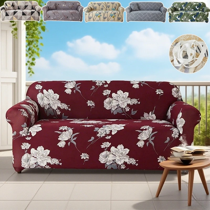

New High Elasticity Printed Sofa Cover with Elastic Bottom Soft Non-slip Pet Friendly Furniture Protector Washable Housse Canapé