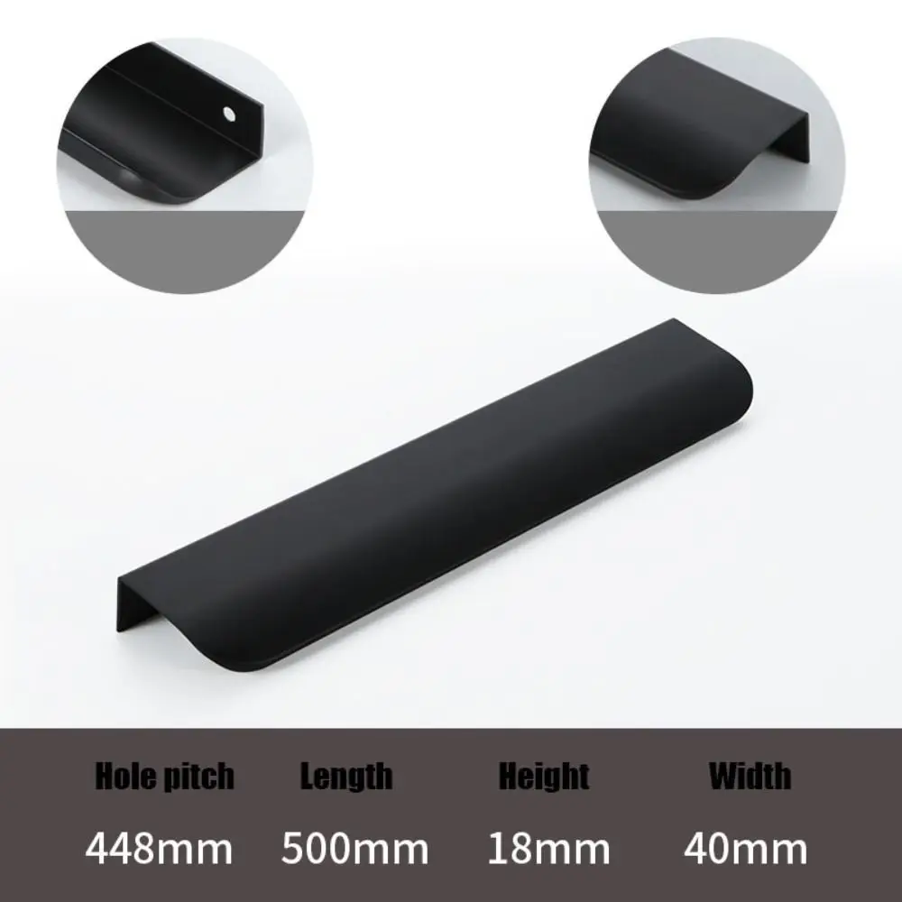 

Space Aluminum Hidden Cabinet Handle Black/gold/grey Multiple Sizes Arc Door Handle Easy To Install Double Hole