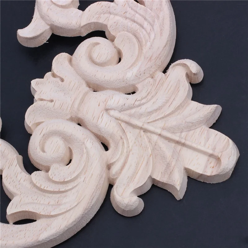 

6 Pcs 20 X 20Cm Rubber Wood Oak Carved Corner Onlay Applique Cabinet Unpainted-B61B