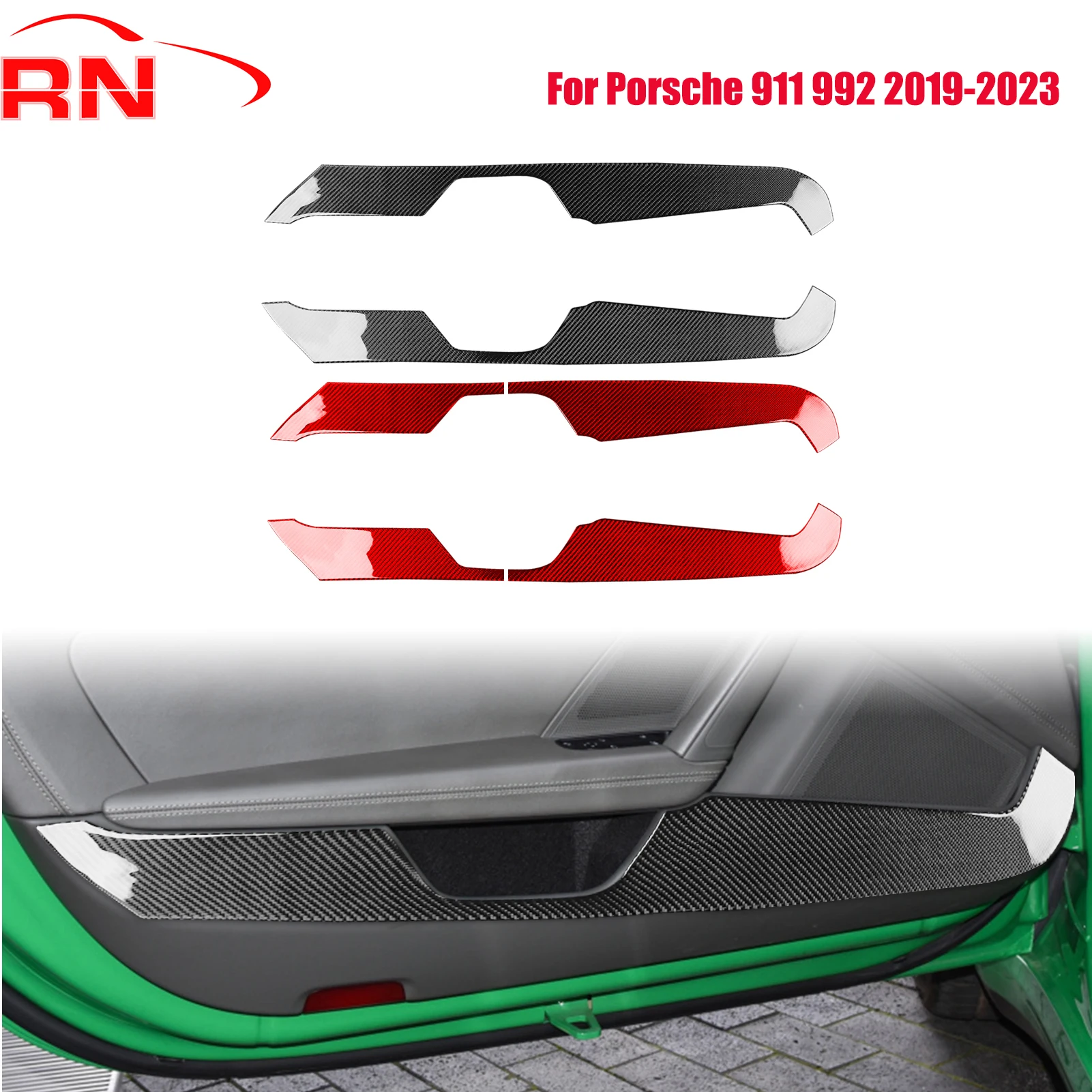 

Для Porsche 911 992 2019-2023 модифицированная кованая углеродное волокно внутренняя дверная панель автомобиля кик-панель внутренняя декоративная наклейка для фортепиано