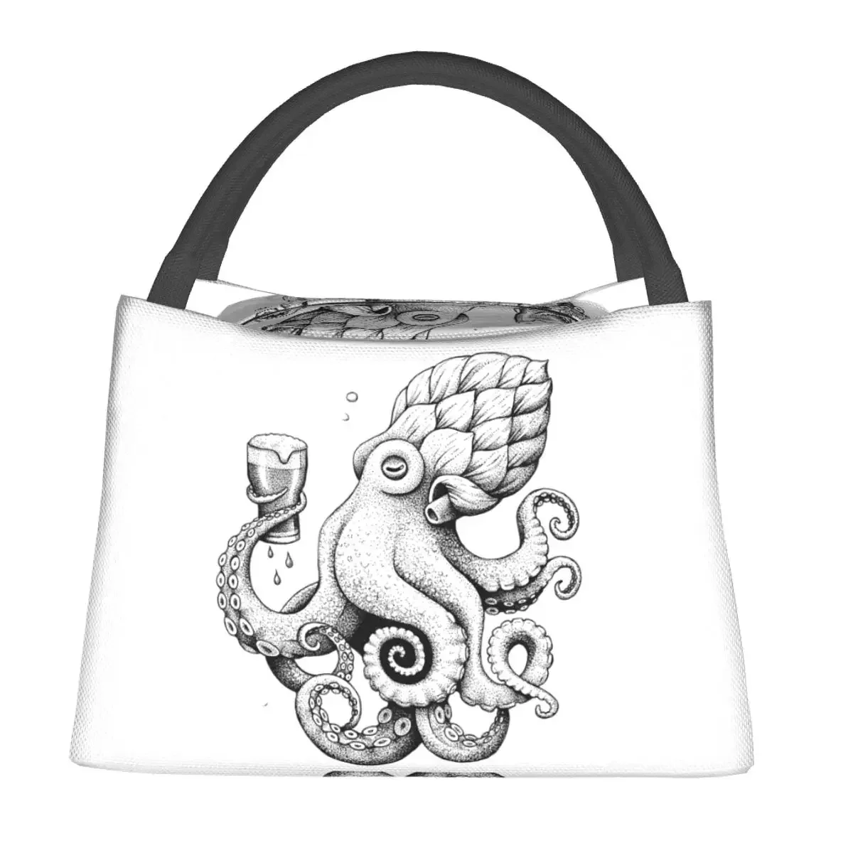 Hoptopus - The Beer Drinking Octopus Lunch Bags Insulated Bento Box Lunch Tote Picnic Bags Cooler Thermal Bag for Woman Girl