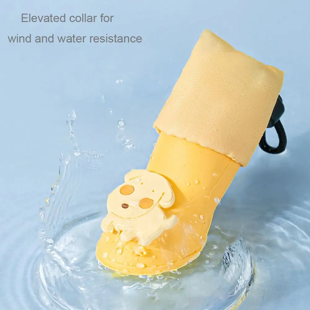 4Pcs/Set Cute Cartoon Pet Silicone Rain Boot Anti Slip Waterproof Foot Cover Dog Shoes Outdoor