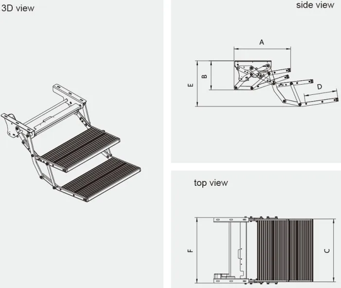 

ES-F-D-450 Series Three Steps Folding Electric Steps For Vehicles With CE Certificate