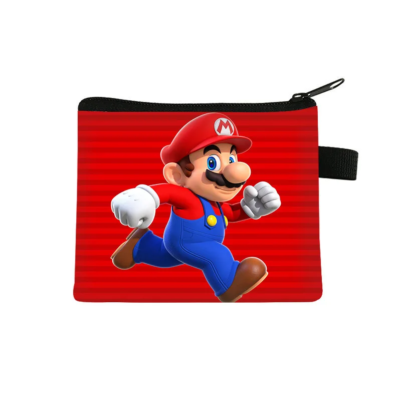 Super Mario Wallet Bowser Yoshi Luigi Cartoon Kids Wallet Zipper Bag Portable Coin Key Storage Bag