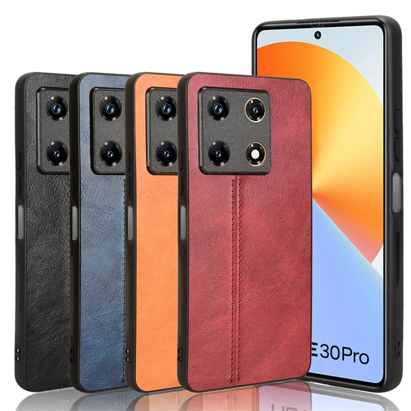 For Infinix Note 30 Pro 4G Case Luxury Calfskin PU Suture Leather lines Back Cover ShockProof For Infinix Note 30 Pro Phone Case