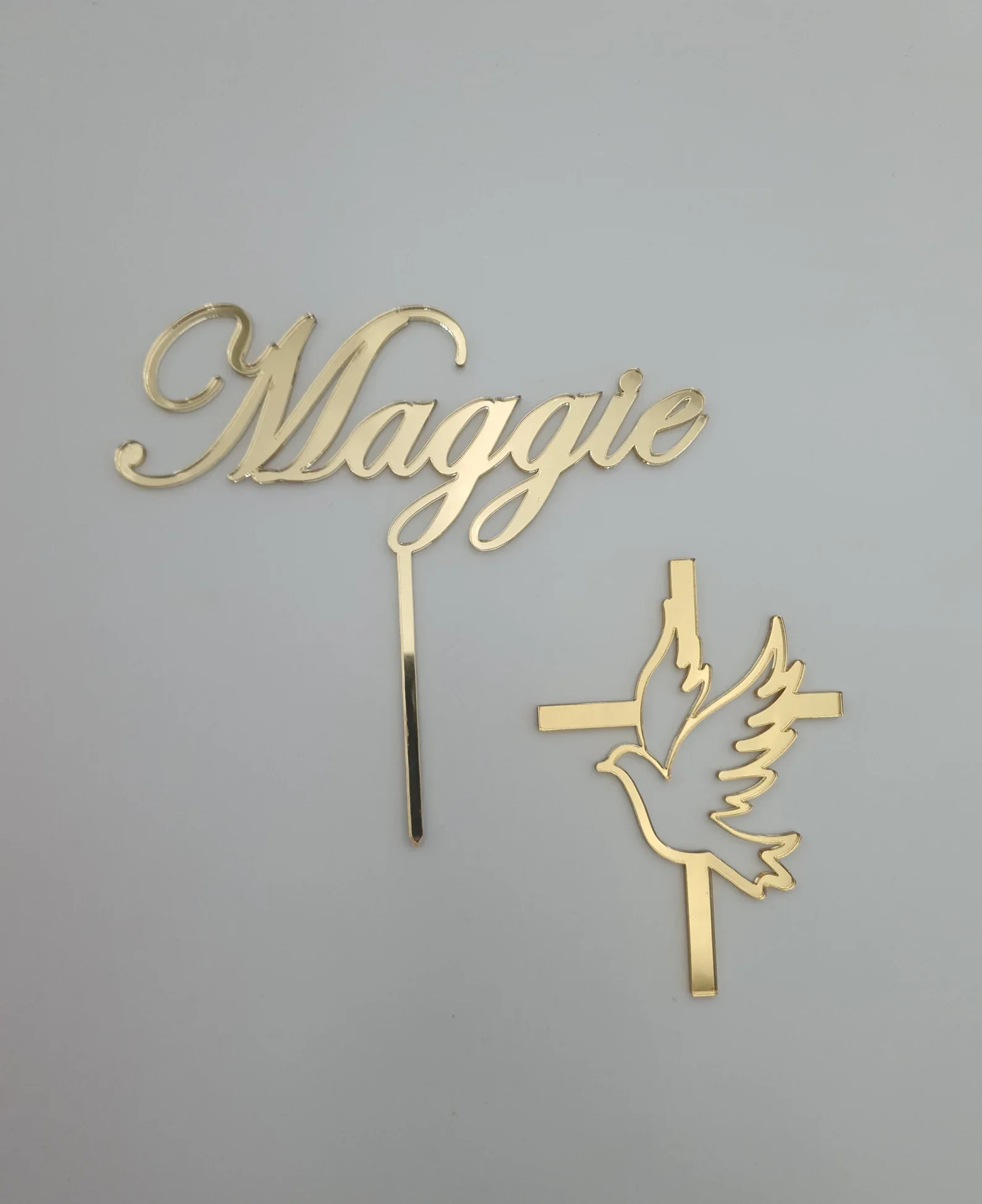 Customized Name，Name Topper and Crucifix Charm Set,Cross Cake Charm,Name Acrylic Cross Topper Christening CakeTopper Baptism