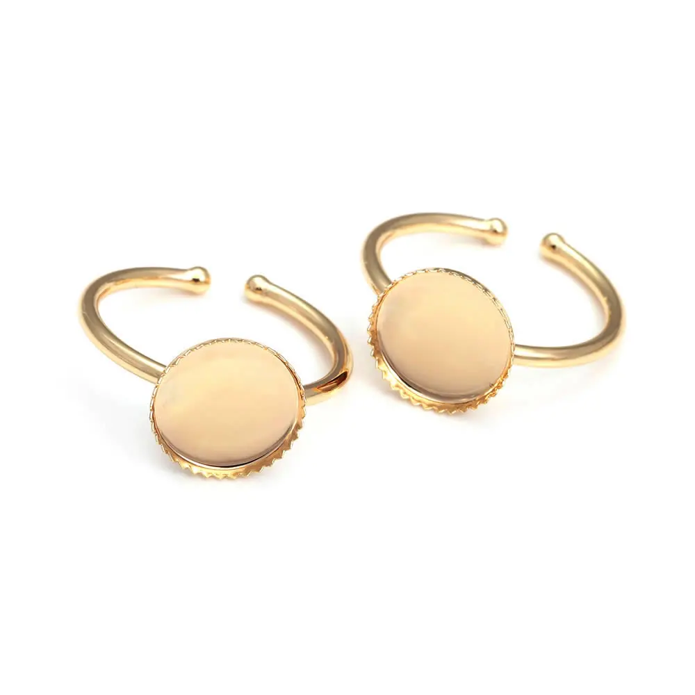 10PCS 18K Gold Color Brass fit Cabochon Beads Round Trays Bezels Base Rings Settings High Quality Diy Jewelry Making for Women