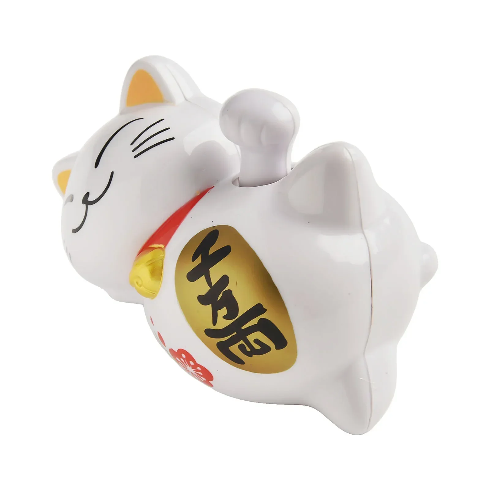 Solar Powered Chinese Lucky Waving Cat Beckoning Maneki Neko Fortune Feng Shui Car Solar Wealth Cat Ornament Decorative Ornament