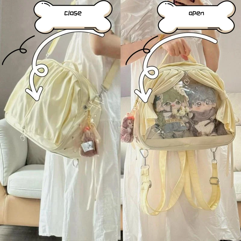 

JIAERDI Transparent Yellow Ita Bag Hot Girls Harajuku Aesthetic Mini Backpacks Student Sweet Shoulder Crossbody Bags Mochila New