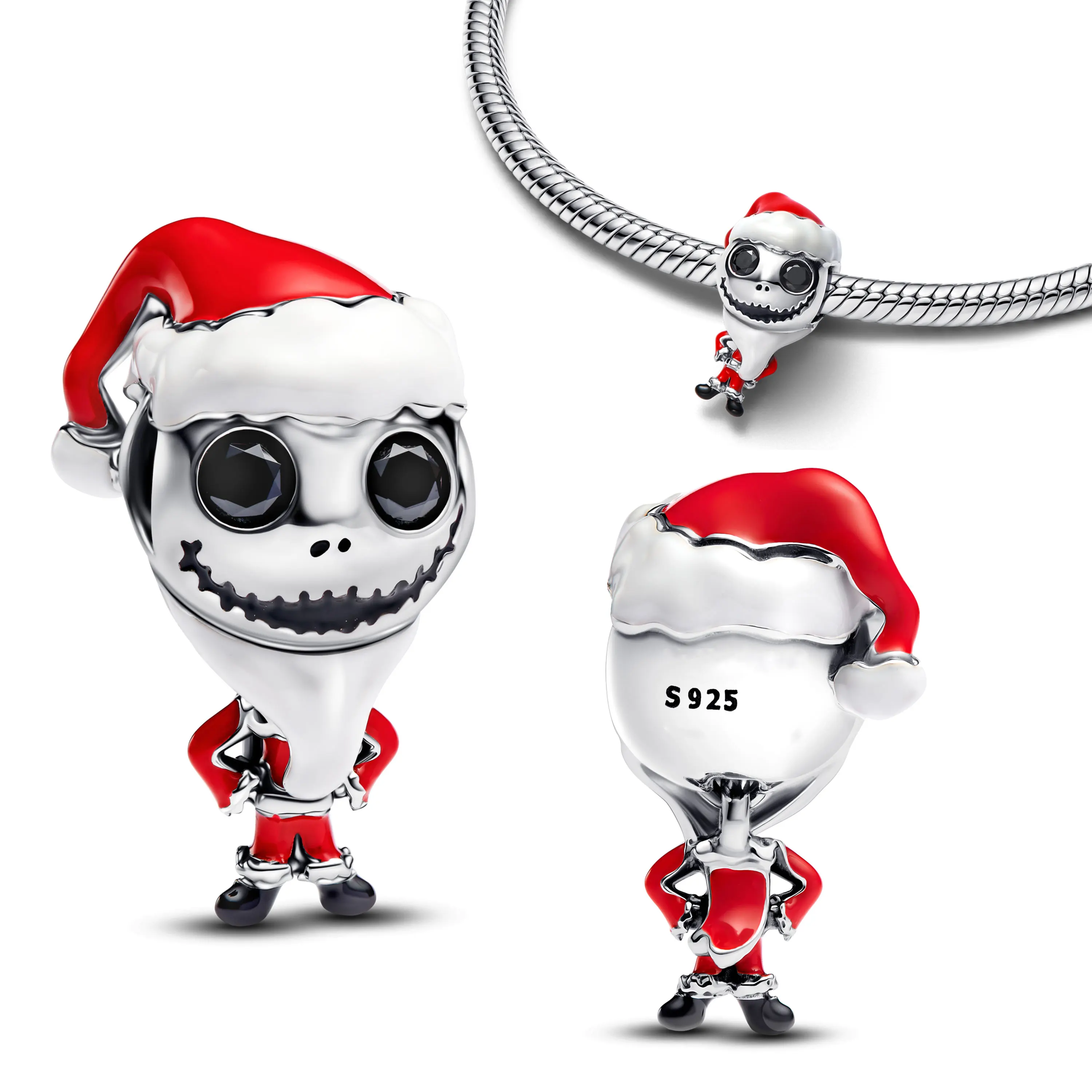 2025 عيد الميلاد Miniso ديزني أولاف جاك الجمجمة الكلب صفر خرزات ل الأصلي 925 فضة سوار أساور لتقوم بها بنفسك مجوهرات