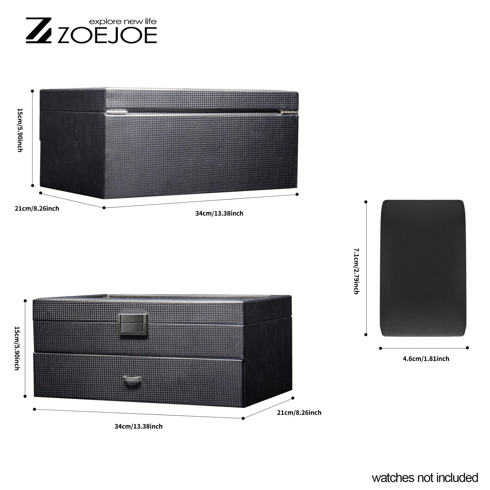 ZOEJOE-caja decorativa de colección de relojes de doble capa, caja de almacenamiento Universal de 24 rejillas para hombres y mujeres, caja de reloj de cuero PU, 3 estilos