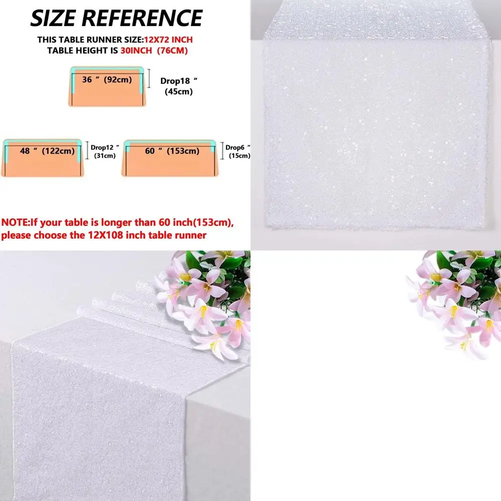 

Скатерти с блестками, 12x108 дюймов, упаковка из 12 шт., блестящие дорожки для вечеринки, выпускного, свадьбы, дня рождения