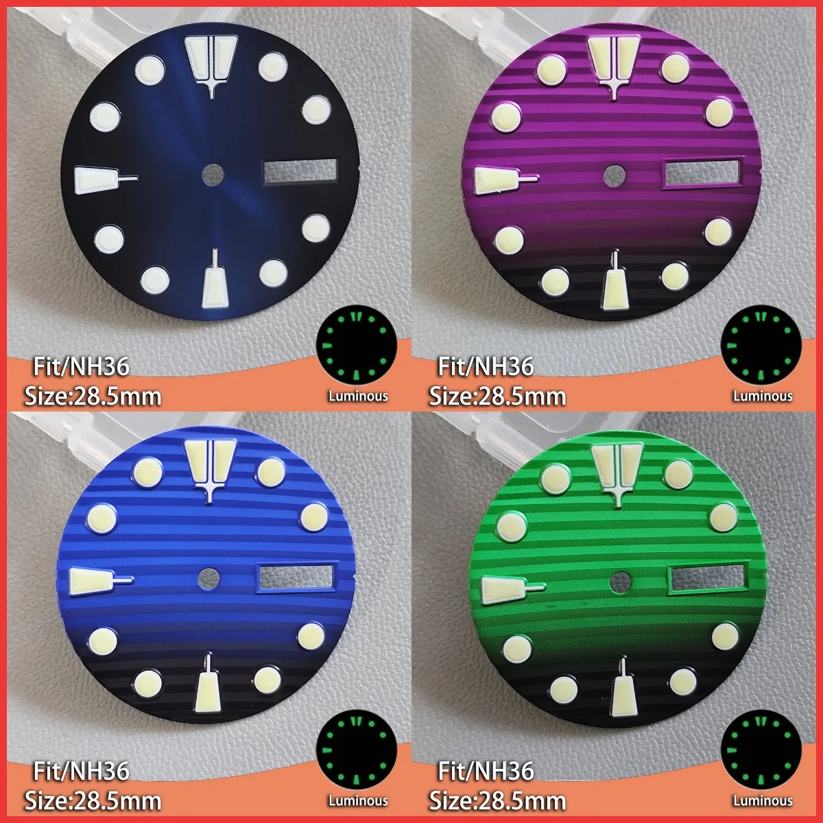 

28.5mm Dial Men's Watch Suitable for NH36 Movement Luminous Module Dial Watch Accessories Replacement Parts new Multi-color