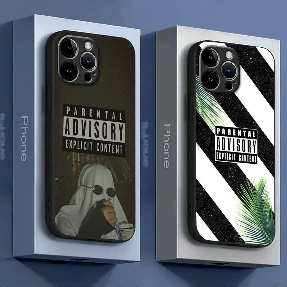 A-Parental Advisory Contents  Phone Case For iPhone 15 14 13 12 11 X XR XS XSMAX 8 7 Plus Mini Pro Max Soft Black Phone Cover