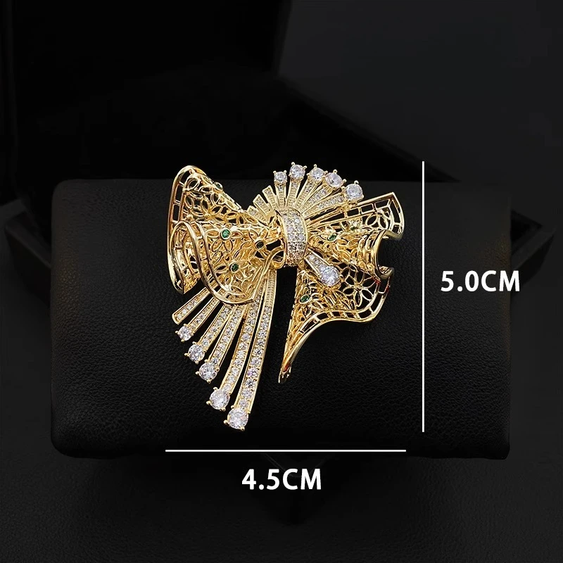 Retro Bowknot Brooch Women's Suit Neckline Coat Corsage Cardigan Pins Luxury Exquisite Jewelry Daily Party Ornament Fashion 5393
