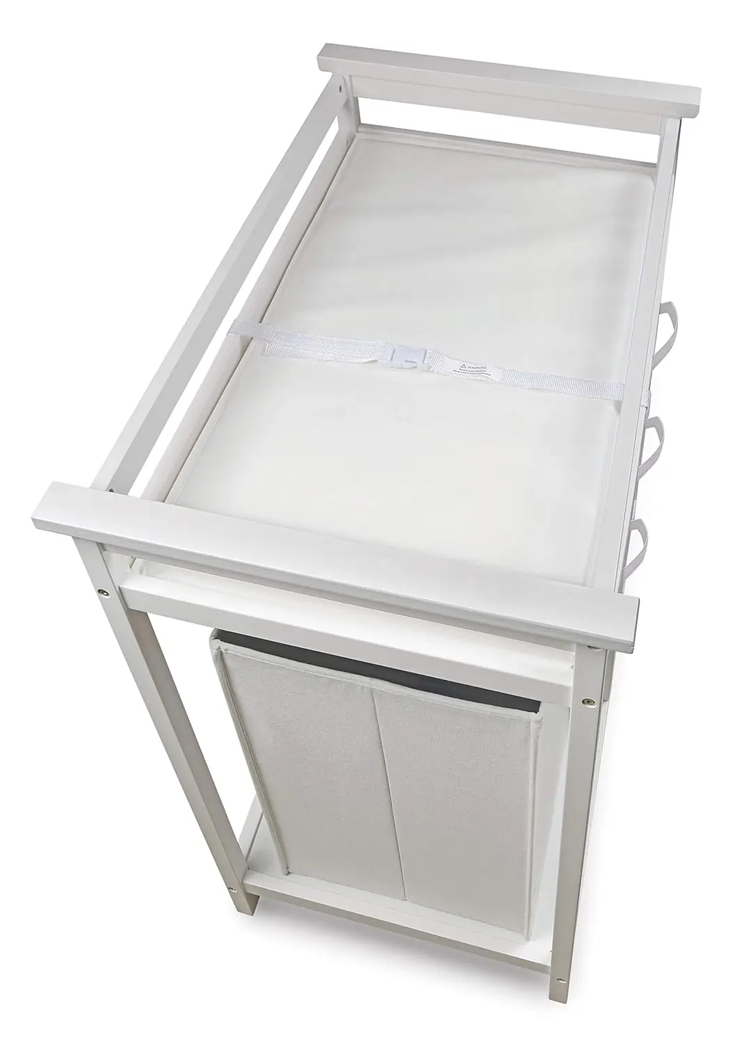 Modern Baby Changing Table com cesto de roupa suja, 3 gavetas de armazenamento e almofada, fralda Change Station, branco e branco cesta