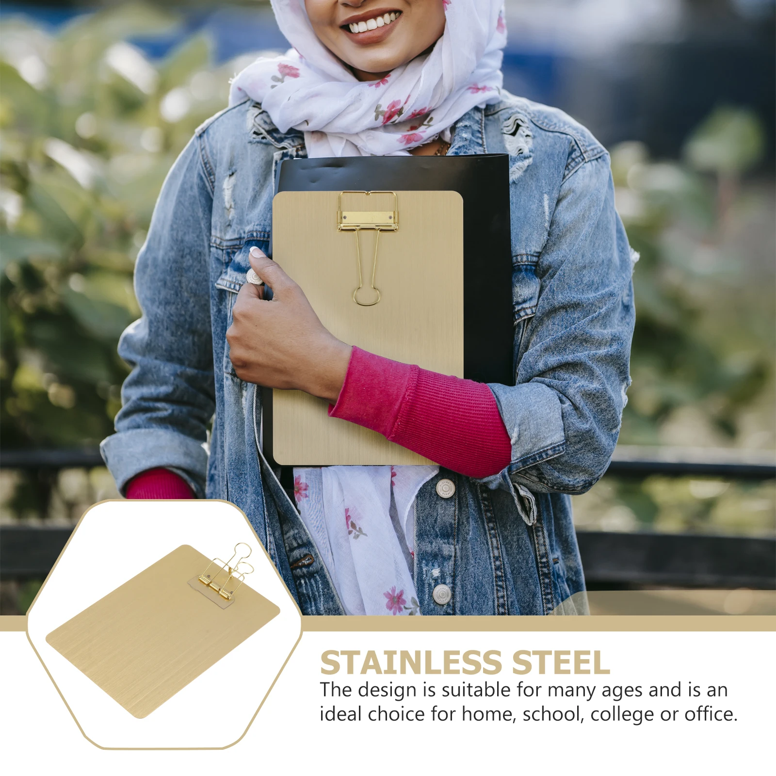 

A5 Paper Clipboard Stainless Steel Holder Lightweight Practical Easy to Carry Ergonomic for Home School Office File Clip