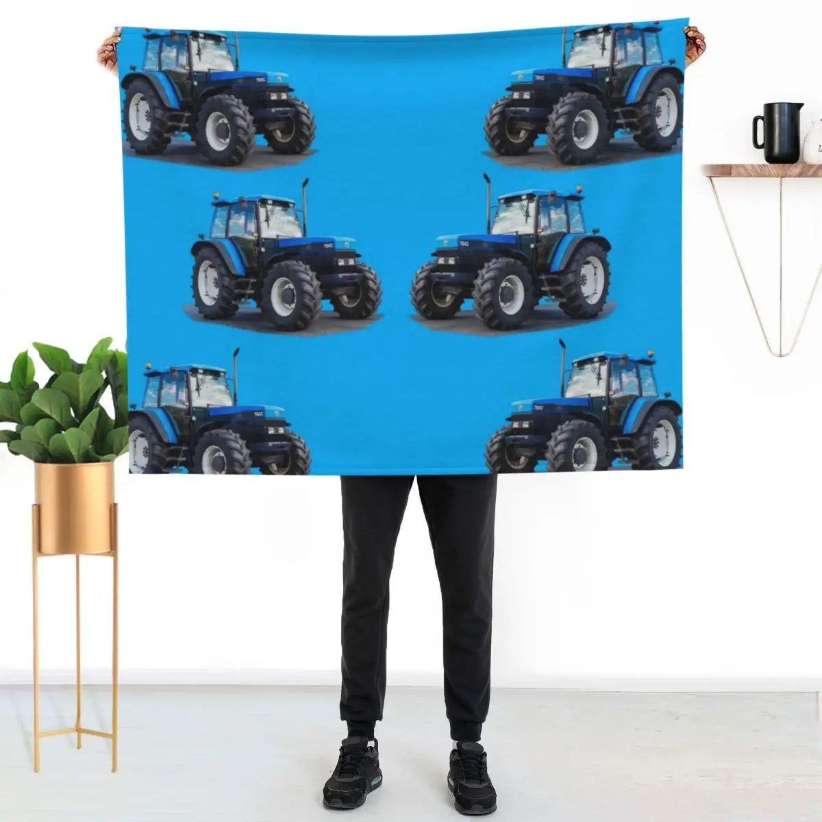 

blue tractor Throw Blanket Cozy Napping Blanket Gift for Mom Dad