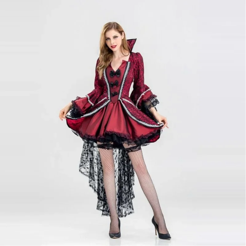 Witch Costume Vampire Queen Sexy Halloween Women's Costume Fancy Dress Masquerade Carnival High Quality Dress